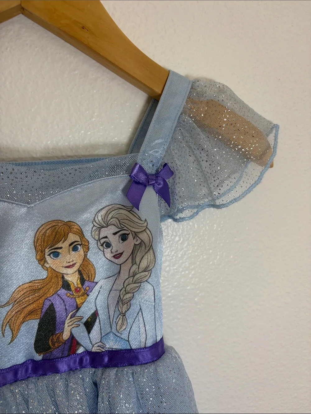 Disney Frozen Light Blue Elsa Anna Glitter Princess Nightgown